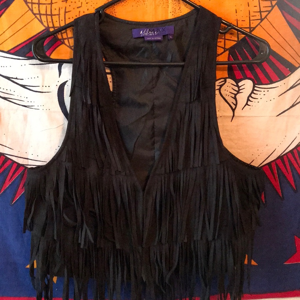Fringe black vest